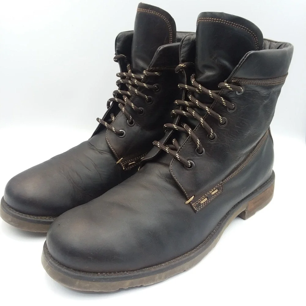Wallin & Bros Lace Up Leather Boots‎ Men EU44 US 10.5 Dark Brown Work Utility